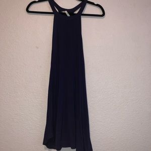 Navy blue flowy halter dress